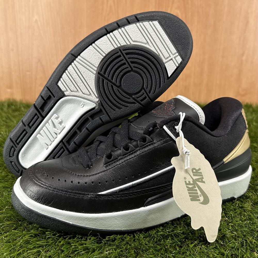 Jordan Air Jordan 2 Retro Low Black Metallic Gold DX4401-001 Women's Sz 6.5